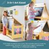 imageGuidecraft Kids Desk to Easel Art Cart  Natural 3in1 Wood Art Table ampamp Craft Storage Classroom Easel for Kids wChalkboard Paint Cups ampamp Storage Bins Paper Roller Playroom Toddler Activity Desk