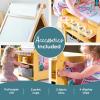 imageGuidecraft Kids Desk to Easel Art Cart  Natural 3in1 Wood Art Table ampamp Craft Storage Classroom Easel for Kids wChalkboard Paint Cups ampamp Storage Bins Paper Roller Playroom Toddler Activity Desk