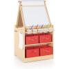imageGuidecraft Kids Desk to Easel Art Cart 2in1 Foldable Wooden Kids Easel wPaper Roll Whiteboard Shelves Fabric Storage Bins  Craft Desk ampamp Art Supplies Storage Organizer for Preschool Classrooms