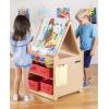 imageGuidecraft Kids Desk to Easel Art Cart 2in1 Foldable Wooden Kids Easel wPaper Roll Whiteboard Shelves Fabric Storage Bins  Craft Desk ampamp Art Supplies Storage Organizer for Preschool Classrooms