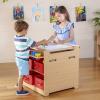 imageGuidecraft Kids Desk to Easel Art Cart 2in1 Foldable Wooden Kids Easel wPaper Roll Whiteboard Shelves Fabric Storage Bins  Craft Desk ampamp Art Supplies Storage Organizer for Preschool Classrooms
