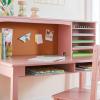 imageGuidecraft Kids Media Desk and Chair Set  White Kids Writing Desk with Hutch and Storage Shelves Computer Workstation with Corkboard Wooden Desk Set for Boys and GirlsPink