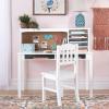 imageGuidecraft Kids Media Desk and Chair Set  White Kids Writing Desk with Hutch and Storage Shelves Computer Workstation with Corkboard Wooden Desk Set for Boys and GirlsWhite