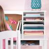 imageGuidecraft Kids Media Desk and Chair Set  White Kids Writing Desk with Hutch and Storage Shelves Computer Workstation with Corkboard Wooden Desk Set for Boys and GirlsWhite