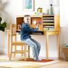 imageGuidecraft Kids Media Desk and Chair Set  White Kids Writing Desk with Hutch and Storage Shelves Computer Workstation with Corkboard Wooden Desk Set for Boys and GirlsNatural