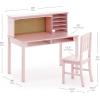imageGuidecraft Kids Media Desk and Chair Set  White Kids Writing Desk with Hutch and Storage Shelves Computer Workstation with Corkboard Wooden Desk Set for Boys and GirlsPink