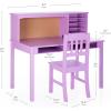 imageGuidecraft Kids Media Desk and Chair Set  White Kids Writing Desk with Hutch and Storage Shelves Computer Workstation with Corkboard Wooden Desk Set for Boys and GirlsLavender