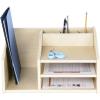 imageGuidecraft Natural Wooden Tabletop Organizer Desktop Storage Holder for Stationary Tools Office and School Supplies