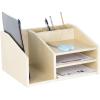 imageGuidecraft Natural Wooden Tabletop Organizer Desktop Storage Holder for Stationary Tools Office and School Supplies