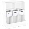imageGuidecraft Toy Storage Organizer  White Kids Wooden Multi Shelf Cubby with Bins for Books Toys and Clothes  Playroom Bookshelf with Baskets