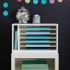 imageMartha Stewart Crafting Kids Paper Organizer  Linen White Tabletop Construction Paper Storage with Compartments Wooden 6 Tray Sorter