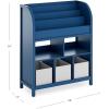 imageMartha Stewart Kids Jr Book and Bin Browser with Bins  Navy Wooden MultiPurpose Bookcases and Toy Storage Organizer Homeschool and Classroom Furniture
