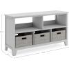 imageMartha Stewart Kids Low Bookcase Gray  24 Inch Wooden Storage Organizer Cubby with Fabric Bins for Playroom and BedroomGrey