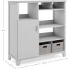 imageMartha Stewart Kids Media System Gray  43 Inch Wooden Cubby Storage Organizer Bookcase with Fabric Bins for Bedroom and PlayroomGrey