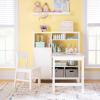 imageMartha Stewart Kids Media System with Desk Extension and Chair  Linen White Wooden Cubby Storage Organizer and Computer Study Table for Home School