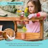 imageMartha Stewart Kids Outdoor Potting Bench Acacia Wood Kids Gardening Set with Pots Garden Tools Soil Bin and Open Shelves  Wide Extendable Workspace  Wooden Backyard Playset for Outdoor Activity
