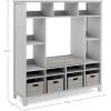 imageMartha Stewart Kids Storage System Gray  Wood Bookshelf Cubby with Seat Cushion Shelves and Storage Bins Reading Nook Bookcase and Kids Room BenchGrey