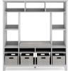 imageMartha Stewart Kids Storage System Gray  Wood Bookshelf Cubby with Seat Cushion Shelves and Storage Bins Reading Nook Bookcase and Kids Room BenchGrey