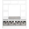 imageMartha Stewart Kids Storage System Gray  Wood Bookshelf Cubby with Seat Cushion Shelves and Storage Bins Reading Nook Bookcase and Kids Room BenchLinen White