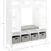 imageMartha Stewart Kids Storage System Gray  Wood Bookshelf Cubby with Seat Cushion Shelves and Storage Bins Reading Nook Bookcase and Kids Room BenchLinen White
