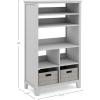 imageMartha Stewart Kids Tall Bookcase  Linen White 48 Inch Wooden Storage Organizer Cubby with Fabric Bins for Playroom and BedroomGrey