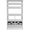 imageMartha Stewart Kids Tall Bookcase  Linen White 48 Inch Wooden Storage Organizer Cubby with Fabric Bins for Playroom and BedroomGrey