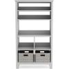imageMartha Stewart Kids Tall Bookcase  Linen White 48 Inch Wooden Storage Organizer Cubby with Fabric Bins for Playroom and BedroomGrey