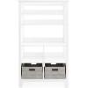 imageMartha Stewart Kids Tall Bookcase  Linen White 48 Inch Wooden Storage Organizer Cubby with Fabric Bins for Playroom and BedroomLinen White