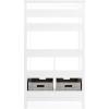 imageMartha Stewart Kids Tall Bookcase  Linen White 48 Inch Wooden Storage Organizer Cubby with Fabric Bins for Playroom and BedroomLinen White