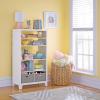 imageMartha Stewart Kids Tall Bookcase  Linen White 48 Inch Wooden Storage Organizer Cubby with Fabric Bins for Playroom and BedroomLinen White