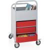imageRolling Display and Storage Utillity Cart Metal Media Truck with Wheels 3 Shelf Fabric Bins Office and School Supply Gray
