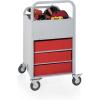 imageRolling Display and Storage Utillity Cart Metal Media Truck with Wheels 3 Shelf Fabric Bins Office and School Supply Gray