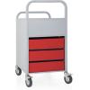 imageRolling Display and Storage Utillity Cart Metal Media Truck with Wheels 3 Shelf Fabric Bins Office and School Supply Gray