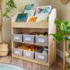 imageGuidecraft EdQ Book and Bin Browser Natural 6 Fabric Storage Bins Book Display and Toy Storage Organizer for Kids School Supply FurnitureNatural