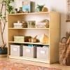 imageGuidecraft EdQ Three Shelf Open Storage Natural with 3 Fabric Bins Wooden Kids Bookcases and Toy Storage Organizer Homeschool and Classroom FurnitureNatural