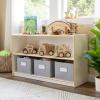imageGuidecraft EdQ Two Shelf Open Storage 24 Natural with 3 Fabric Bins Wooden MultiPurpose Bookcases and Toy Storage Organizer Homeschool and Classroom FurnitureWhite