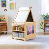 imageGuidecraft Kids Desk to Easel Art Cart  Natural 3in1 Wood Art Table ampamp Craft Storage Classroom Easel for Kids wChalkboard Paint Cups ampamp Storage Bins Paper Roller Playroom Toddler Activity Desk