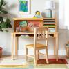 imageGuidecraft Kids Media Desk and Chair Set  White Kids Writing Desk with Hutch and Storage Shelves Computer Workstation with Corkboard Wooden Desk Set for Boys and GirlsNatural