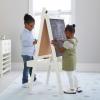 imageMartha Stewart Crafting Easel for Kids  Linen White Wooden Chalkboard and Whiteboard with Easel Paper Roll AFrame Art Easel with Paint Cups  Kids Easel for Classroom Playroom Furniture