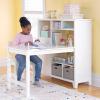 imageMartha Stewart Kids Media System with Desk Extension and Chair  Linen White Wooden Cubby Storage Organizer and Computer Study Table for Home School