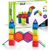 imagePowerClix Solids Magnetic Building Blocks Set 94 Piece Magnetic Tiles STEM Educational Construction Toy94 Piece