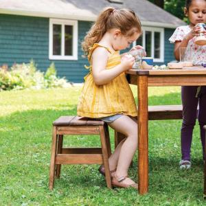 imageGuidecraft Acadia Outdoor Stools Set of 2  Acacia Wood Stool for Kids Ages 2 14in Height Holds Upto 125lbs  Flexible Seating for Kids Outdoor Activity Table Perfect for Backyard Garden Patios