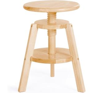 imageGuidecraft Adjustable Drafting Wooden StoolNatural Drafting Chair for Kids 1618 Inch Swivel Stool for Kids Art Studio Furniture  Toddler Chair for Drawing Painting and CraftingNatural