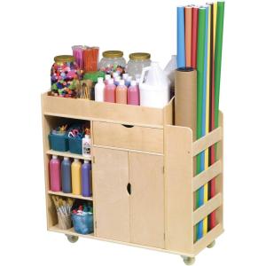 imageGuidecraft Art Activity Cart  Rolling Wooden Storage Cabinet and Shelves with Caster Wheels Arts and Crafts Supply Classroom Furniture