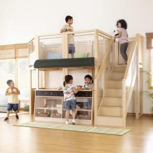 imageGuidecraft Caf Loft Kids Wooden Indoor Pretend Play Kitchen and Climber Activity Center with Stove Sink Storage and Chalkboard for Toddlers  Children Learning Toy Furniture