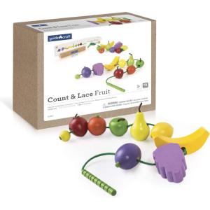 imageGuidecraft Count and Lace Fruit  Color and Shape Sorting Wooden MultiColor Fruits Toy Set for Toddlers Kids Learning ampamp Educational Toys Magnetic Matching Game