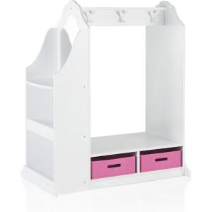imageGuidecraft Dress Up Vanity  White Dresser Armoire with Storage Bins and Mirror for Kids Toddlers Playroom Organizer Children Furniture