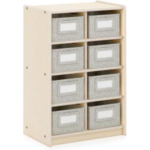 imageGuidecraft EdQ Cubby Toy Storage Organizer w 8 Fabric Bins 30quot Natural Kids Wood Bookshelf ampamp Toy Organizer for Kids Playroom  Teacher School Supply Furniture for Classrooms and Home OrganizationNatural