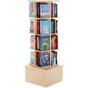 imageGuidecraft Floor Standing Rotating Book Display Spinning Bookshelf Tower for Classroom Kids Playroom Library  Revolving Bookcase wAcrylic Windows Birch Plywood Montessori Storage Furniture