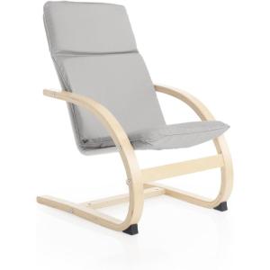 imageGuidecraft Kiddie Rocker  Blue Cushioned Wooden Chair For Toddlers  Kids Home and School FurnitureGrey